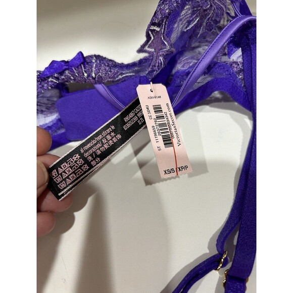 Victoria's Secret XS/S VERY SEXY* STARSTRUCK GARTER BELT Bright Violet - Picture 6 of 8